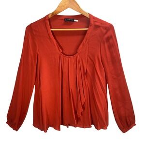 Anthropologie The Addison Story‎ Top Womens Small Silk Rust Orange Boho Chic